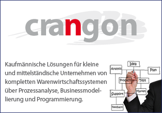crangon: Kaufmännische Lösungen für kleine und
mittelständische Unternehmen von kompletten Warenwirtschafssystemen über
Prozessanalyse, Businessmodellierung und Programmierung.